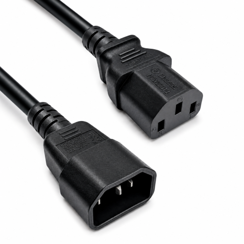 DINIC Kaltgerätekabel C13 auf C14, VDE/UL/CCC/KTL/SAA/PSE, 1mm² schwarz, 5m