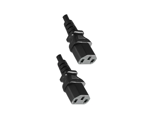 DINIC Y-Kaltgeräteverlängerung 1x C14 auf 2x C13 IEC Splitter, Y-Kabel, schwarz, 2m