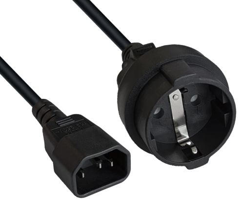 DINIC Netz Adapter Kabel C14 auf Schutzkontaktbuchse
