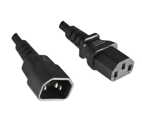DINIC Kaltgerätekabel halogenfrei, 1mm², VDE, LSZH, C13 auf C14, schwarz, 3m