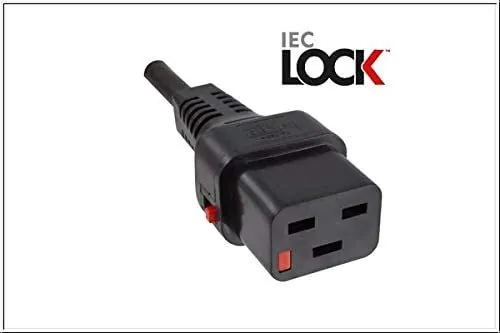 DINIC Netzkabel Schuko auf C19 locking, VDE, 1,5mm², Verriegelung, 2m