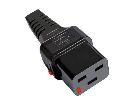 DINIC Netzkabel Schuko auf C19 locking, VDE, 1,5mm², Verriegelung, schwarz, 2m