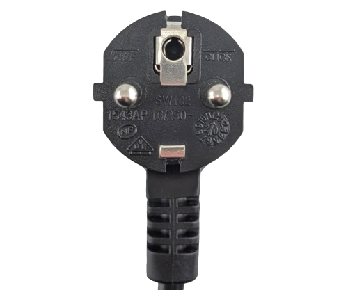 DINIC Netzkabel Schuko auf C19 locking, VDE, 1,5mm², Verriegelung, schwarz, 2m
