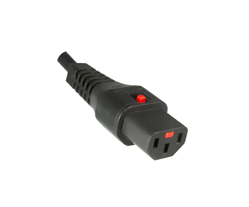 DINIC Kaltgerätekabel C14 auf C13 mit Verriegelung, 1mm², Verlängerung, schwarz, 2m