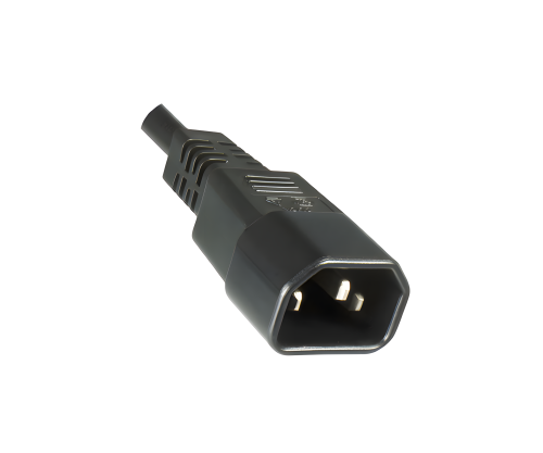 DINIC Kaltgerätekabel C14 auf C13 mit Verriegelung, 1mm², Verlängerung, schwarz, 2m
