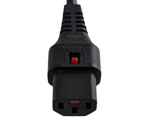 DINIC Netzkabel Schuko auf C13 mit Verriegelung, locking, 1mm², 2m