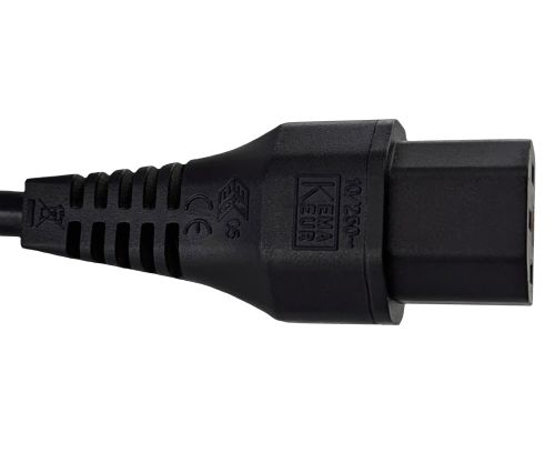DINIC Netzkabel Schuko auf C13 mit Verriegelung, locking, 1mm², schwarz, 2m
