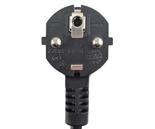 DINIC Netzkabel Schuko auf C13 mit Verriegelung, locking, 1mm², schwarz, 2m