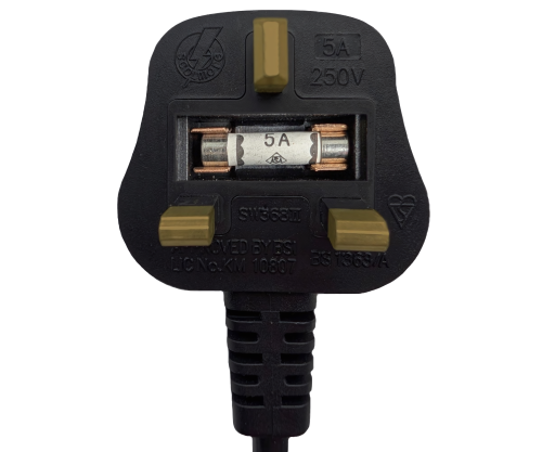 DINIC Netzkabel England UK Typ G 5A auf C13, locking, fused 5A, BSI, Verriegelung, 2m
