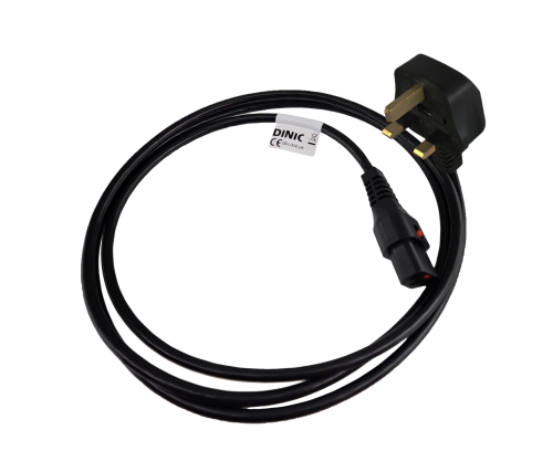 DINIC Netzkabel England UK Typ G 5A auf C13, locking, fused 5A, BSI, Verriegelung, 2m