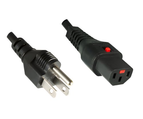 DINIC IEC Lock Netzkabel Amerika USA Typ B auf C13 locking, mit Verriegelung, schwarz, 2m