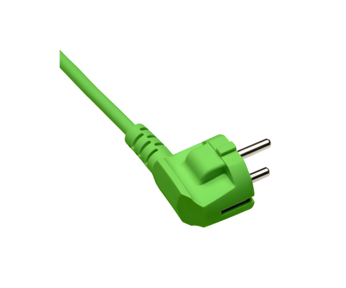 DINIC Netzkabel Europa CEE 7/7 90° auf C13, 0,75 mm², VDE, grün Länge 0,50m