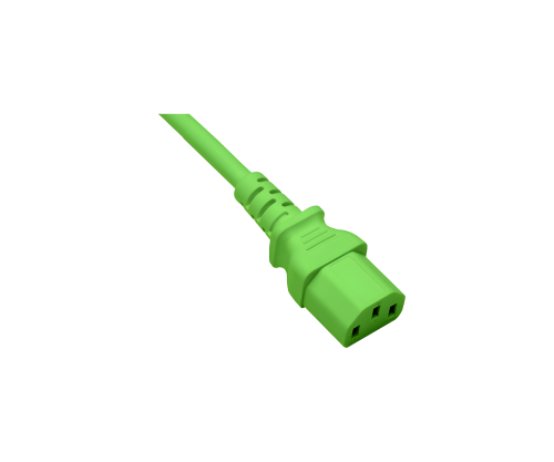 DINIC Netzkabel Europa CEE 7/7 90° auf C13, 0,75 mm², VDE, grün Länge 0,50m
