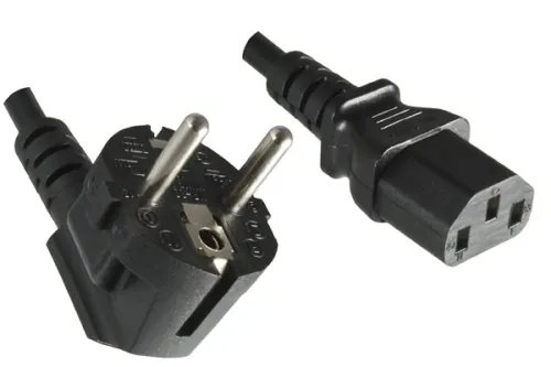 DINIC Netzkabel Schutzkontaktstecker auf C13, VDE, 0,75mm², schwarz, 0,50m