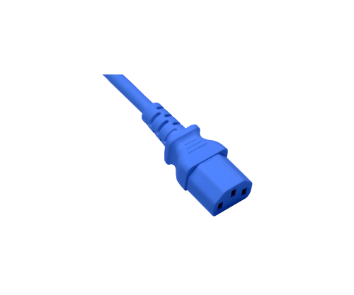 DINIC Netzkabel Europa CEE 7/7 90° auf C13, 0,75 mm², VDE, blau, Länge 1m