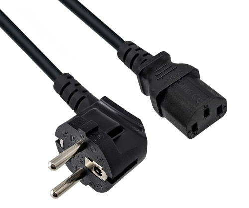 DINIC Kaltgerätekabel, Netzkabel Schutzkontaktstecker auf C13, VDE, 0,75mm², schwarz, 5m