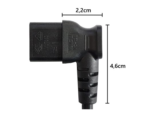DINIC Netzkabel auf C13 90 Grad nach rechts abgewinkelt, 0,75mm², VDE, schwarz, 1.80m