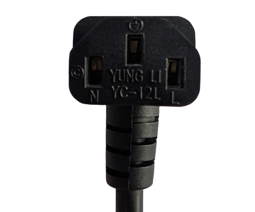 DINIC Netzkabel Schuko auf C13 90 Grad nach unten abgewinkelt, 0,75mm² VDE, schwarz, 1.80m