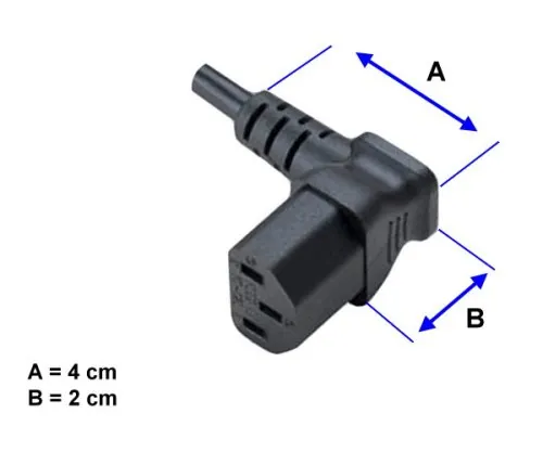 DINIC Netzkabel Schuko auf C13 90 Grad nach unten abgewinkelt, 0,75mm² VDE, schwarz, 1.80m
