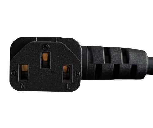 DINIC Netzkabel auf C13 90 Grad nach links abgewinkelt, 0,75mm², VDE, schwarz, 1.80m