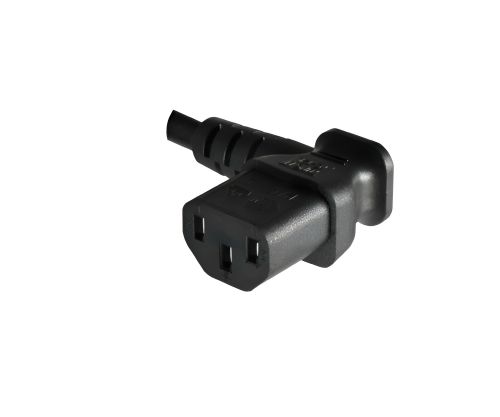 DINIC Netzkabel auf C13 90 Grad nach links abgewinkelt, 0,75mm², VDE, schwarz, 1.80m
