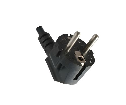 DINIC Netzkabel auf C13 90 Grad nach links abgewinkelt, 0,75mm², VDE, schwarz, 1.80m