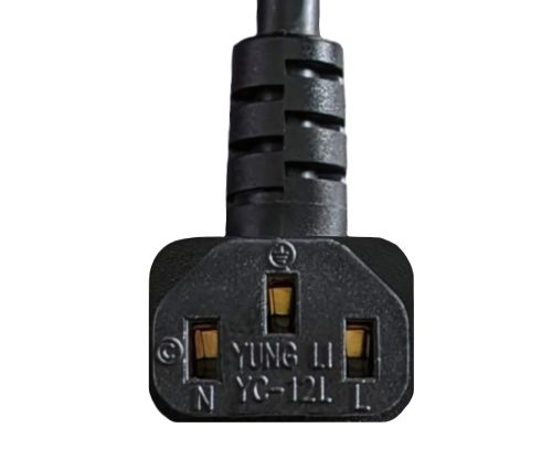 DINIC Netzkabel Schuko auf C13 90 Grad nach oben abgewinkelt, 1mm², VDE, schwarz, 5m