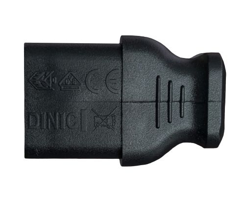 DINIC Netzkabel Schuko auf C13 90 Grad nach oben abgewinkelt, 0,75mm² VDE, schwarz, 1.80m