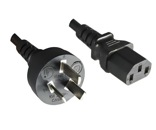 DINIC Netzkabel Argentinien Typ I auf C13, 0,75mm², schwarz, 1,8m