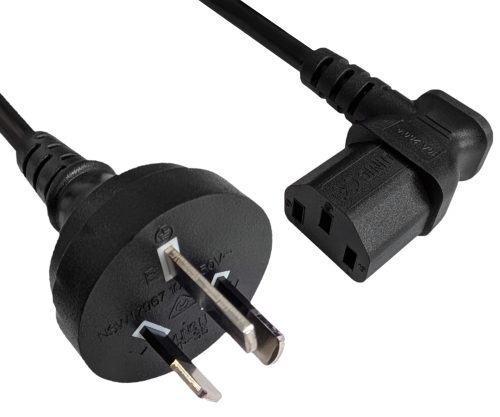 DINIC Netzkabel Australien Typ I auf C13 gewinkelt, 0,75mm², SAA, 1.80m