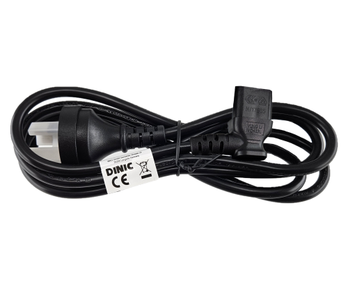 DINIC Netzkabel Australien Typ I auf C13 gewinkelt, 0,75mm², SAA, schwarz, 1.80m