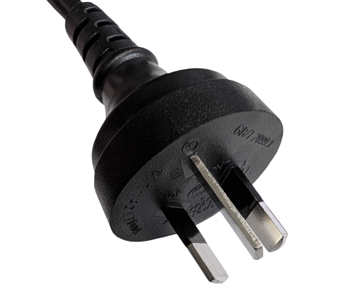 DINIC Netzkabel China Typ I 3pin auf C13 90°gewinkelt, 0,75mm², CCC, schwarz, 1,80m