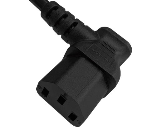 DINIC Stromkabel Netzkabel für Dänemark auf C13 gewinkelt, schwarz, 1,80m