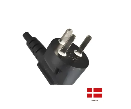 DINIC Stromkabel Netzkabel für Dänemark auf C13 gewinkelt, schwarz, 1,80m