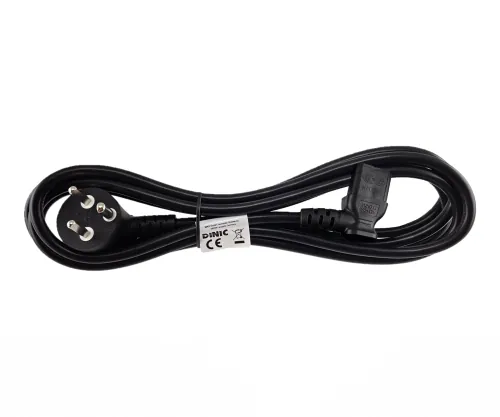 DINIC Stromkabel Netzkabel für Dänemark auf C13 gewinkelt, schwarz, 1,80m