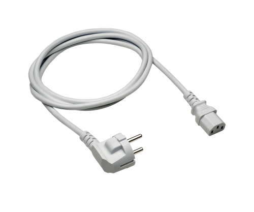 DINIC Netzkabel Europa CEE 7/7 90° auf C13, 0,75 mm², VDE, grau, Länge 1,80m