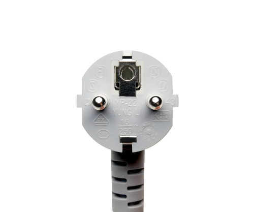 DINIC Netzkabel Europa CEE 7/7 90° auf C13, 0,75 mm², VDE, grau, Länge 1,80m