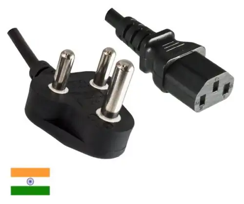 DINIC Netzkabel Indien Typ M auf C13, 1,80m, schwarz