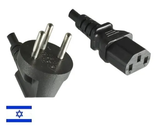 DINIC Netzkabel Israel Typ H auf C13, 0,75mm², 1,8m ISR 3pin Typ H/IEC 60320-C13, SII, schwarz
