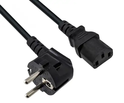 DINIC Netzkabel, extra großen Querschnitt 1,5mm², CEE 7/7 - C13, VDE-zertifiziert, schwarz, 5m