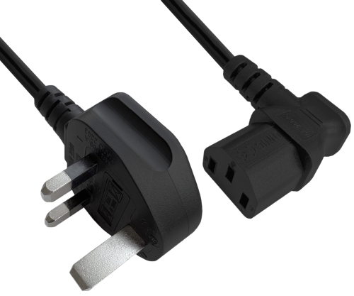 DINIC Netzkabel England UK Typ G 10A auf C13 90°, ASTA/SASO/HK/SM, 1.80m