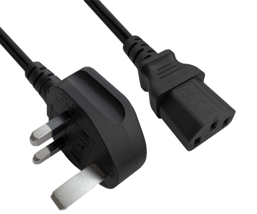 DINIC Netzkabel halogenfrei England UK Typ G 10A auf C13, LSZH, ASTA, 1.80m