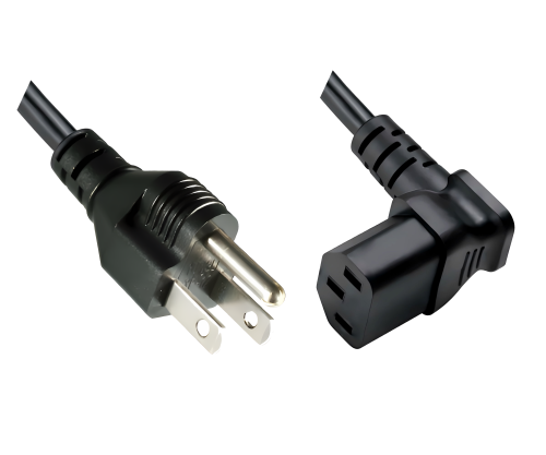 DINIC Netzkabel Amerika USA Typ B auf C13 oben/unten gewinkelt, schwarz, 1,8m