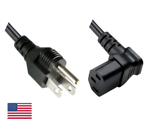 DINIC Netzkabel Amerika USA Typ B auf C13 oben/unten gewinkelt, schwarz, 1,8m