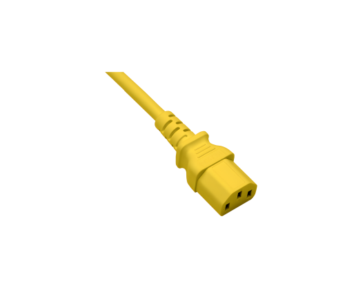 DINIC Netzkabel Europa CEE 7/7 90° auf C13, 0,75 mm², VDE, gelb, Länge 1,80m