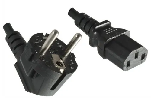 DINIC Netzkabel Schutzkontaktstecker auf C13, VDE, 0,75mm², schwarz, 0,50m