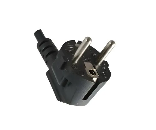 DINIC Netzkabel VDE, Schuko 90°/Open End, 1mm², schwarz, 3m