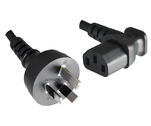 DINIC Netzkabel Australien Typ I auf C13 gewinkelt, 0,75mm², SAA, 1.80m