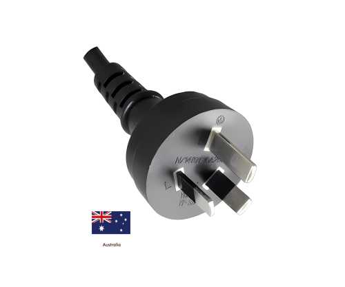 DINIC Netzkabel Australien Typ I auf C13 gewinkelt, 0,75mm², SAA, 1.80m