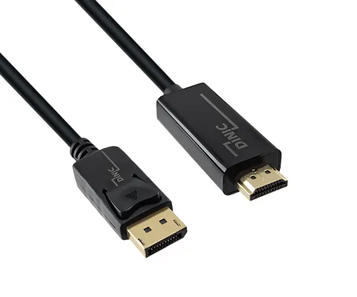 DINIC DisplayPort auf HDMI Kabel, DP 20pol auf HDMI Stecker, schwarz, 2,00m